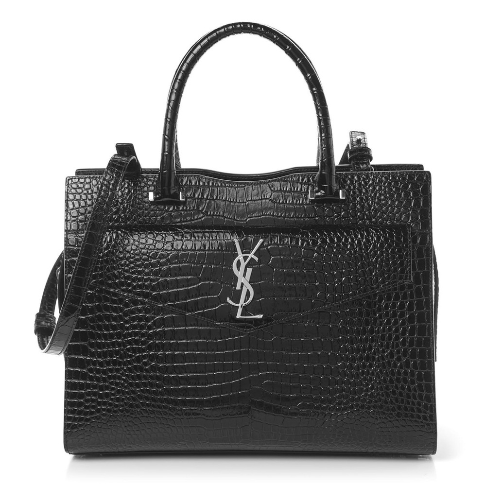 Saint Laurent croc black medium uptown tote